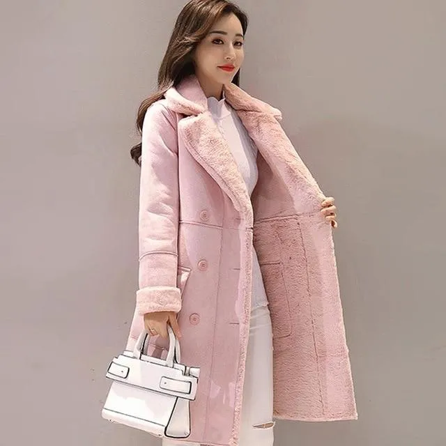 Women Suede Fur Winter Coat