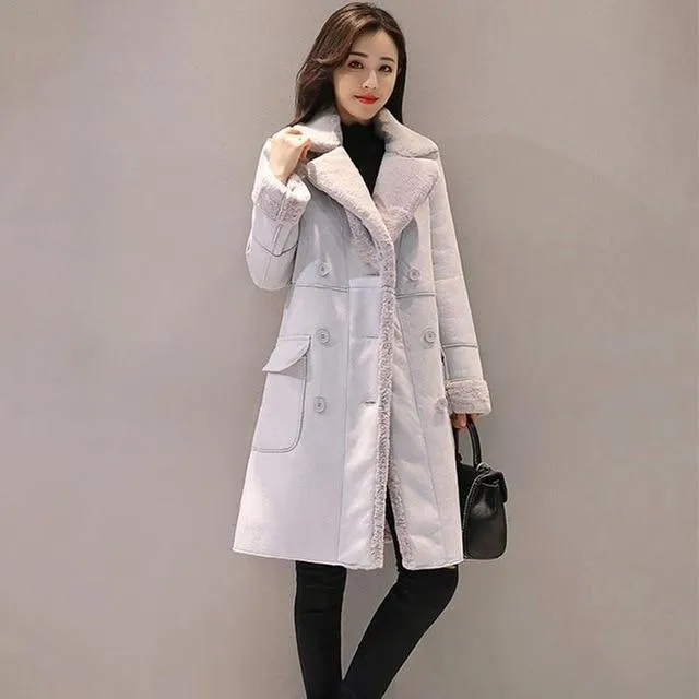 Women Suede Fur Winter Coat