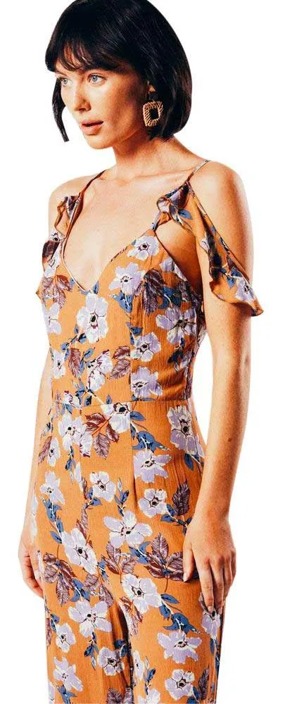 Womens Floral Print Wide Leg Jumpsuit