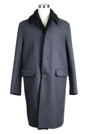 Wool Dress Coat W/ Shearling Collar