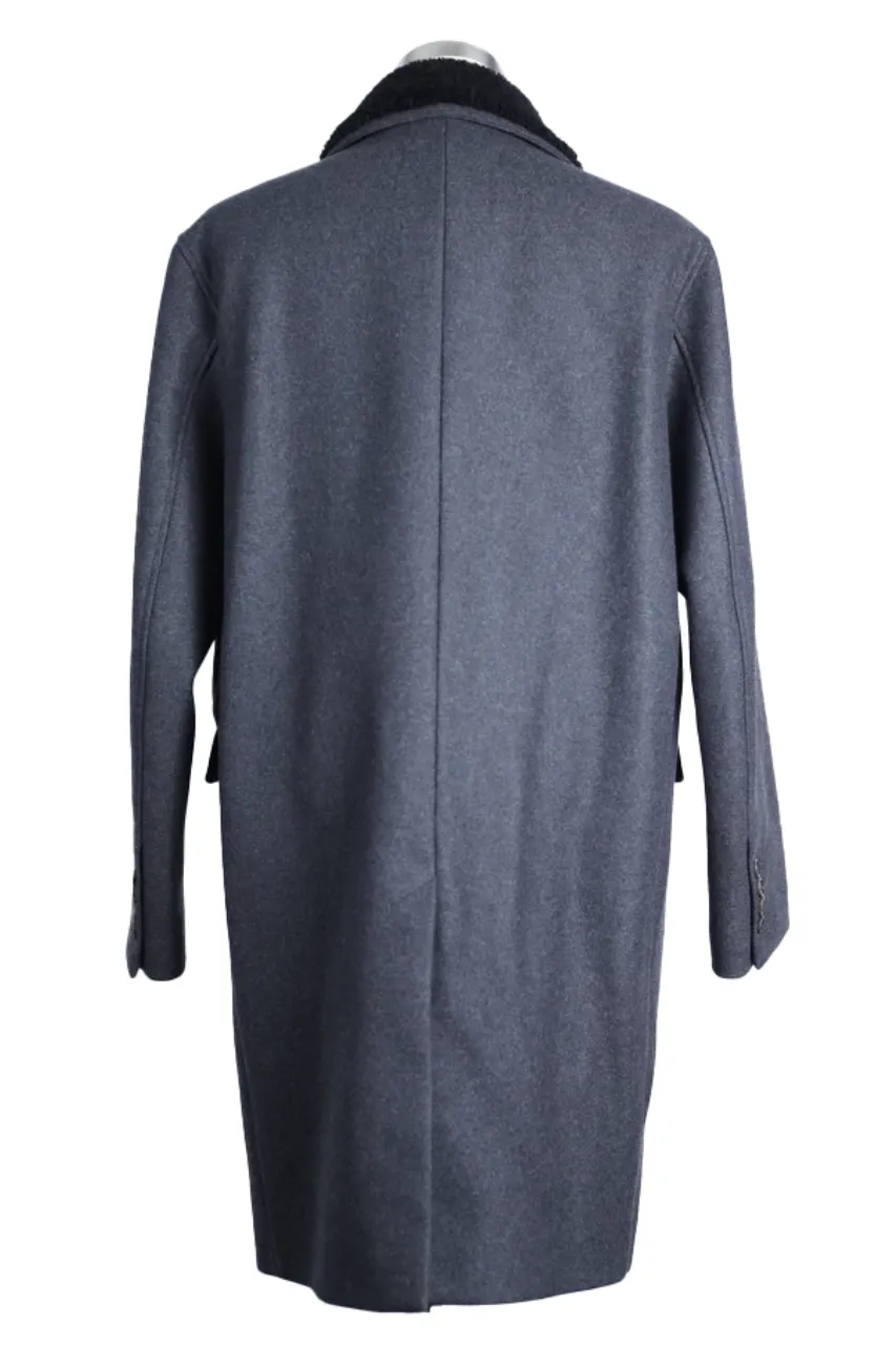 Wool Dress Coat W/ Shearling Collar