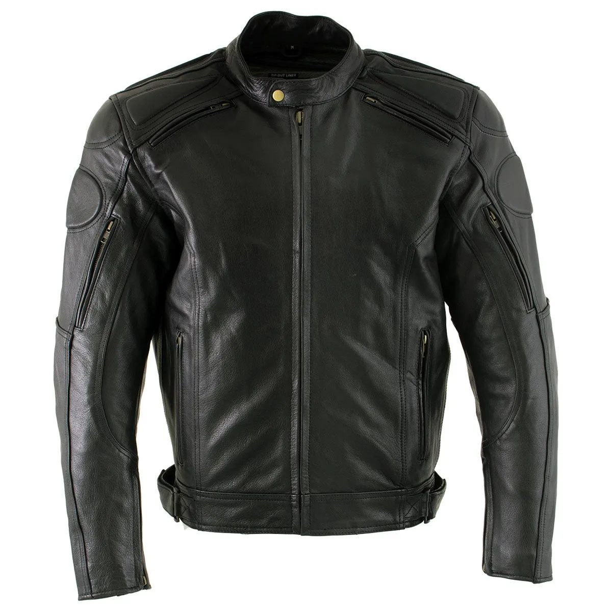 Xelement B7366 Men's 'Executioner' Black Leather Racer Jacket with X-Armor Protection