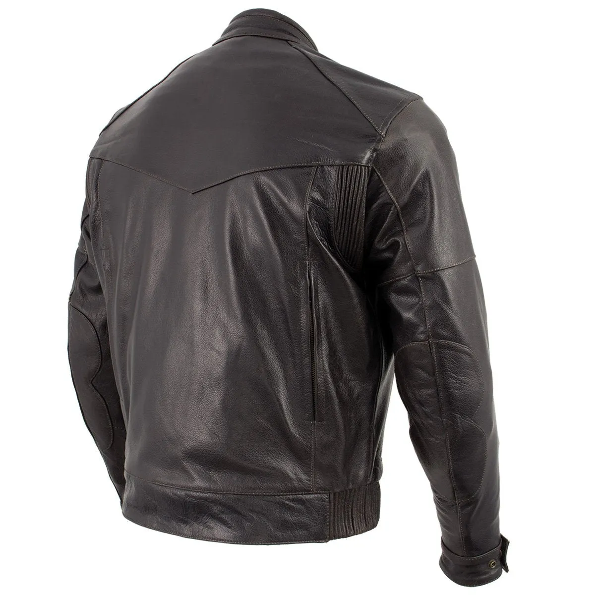 Xelement B7496 Men's 'Bandit' Retro Distressed Brown Leather Jacket with X-Armor Protection