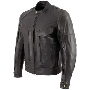 Xelement B7496 Men's 'Bandit' Retro Distressed Brown Leather Jacket