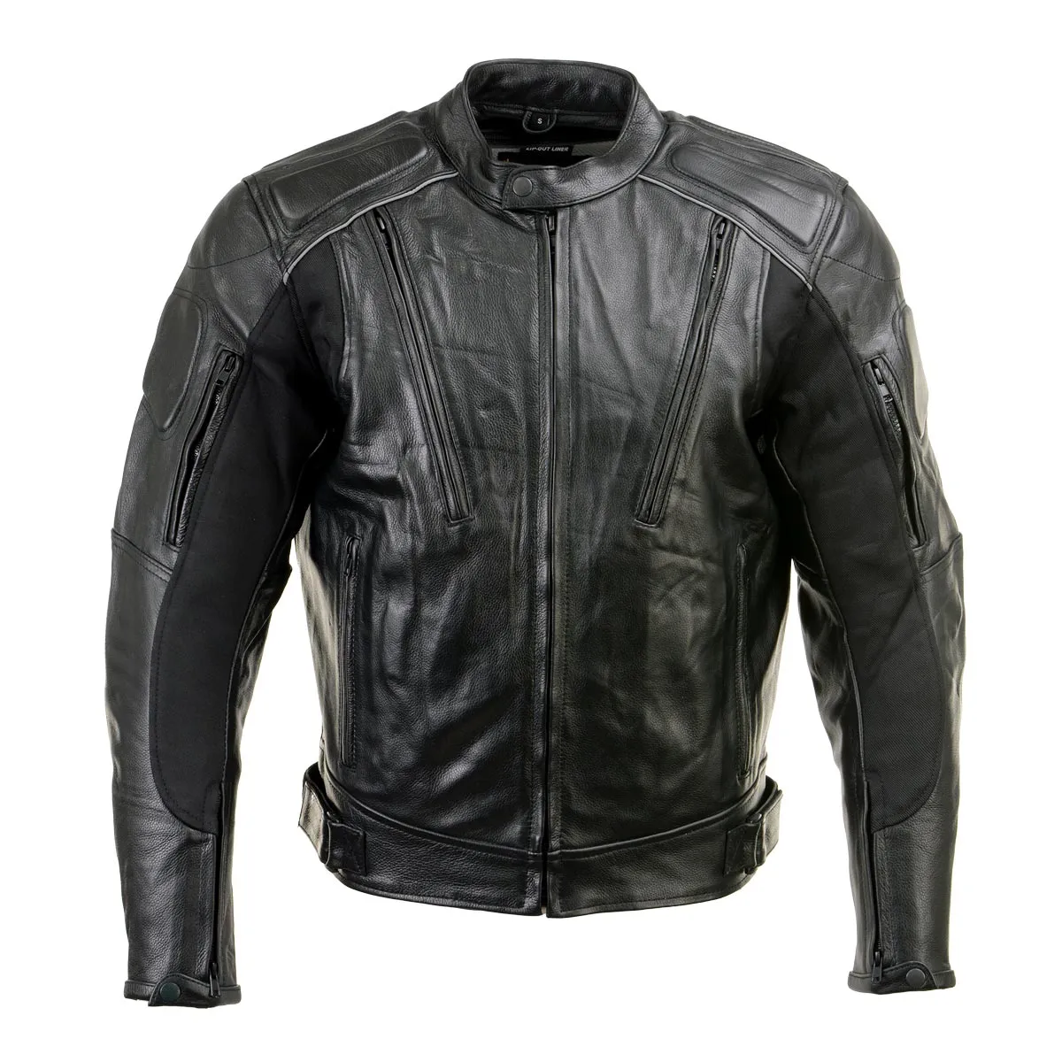 Xelement B9119 Men's 'Frenzy' Black Armored Leather Motorcycle Jacket