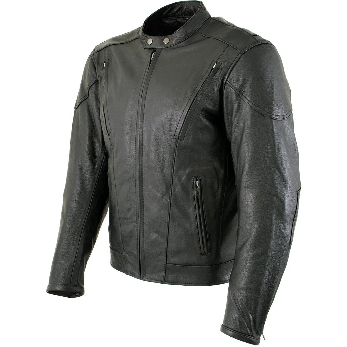 Xelement B96333 Men's 'Flying Mayhem Skull' Black Leather Moto Jacket with X-Armor Protection