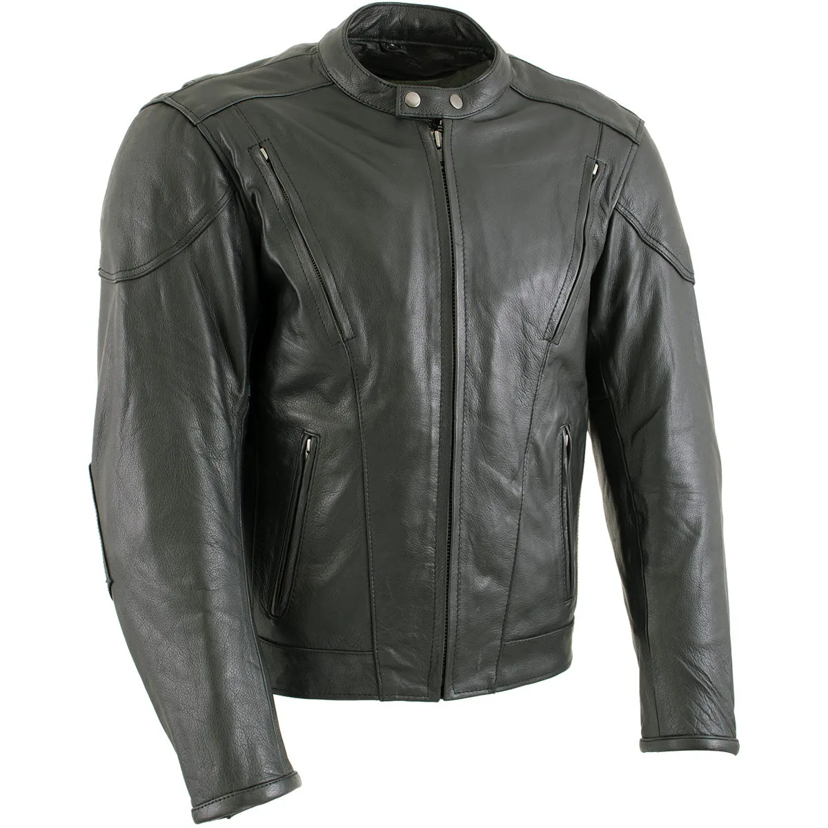 Xelement B96333 Men's 'Flying Mayhem Skull' Black Leather Moto Jacket with X-Armor Protection