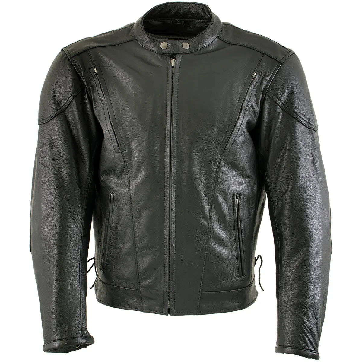 Xelement B96333 Men's 'Flying Mayhem Skull' Black Leather Moto Jacket