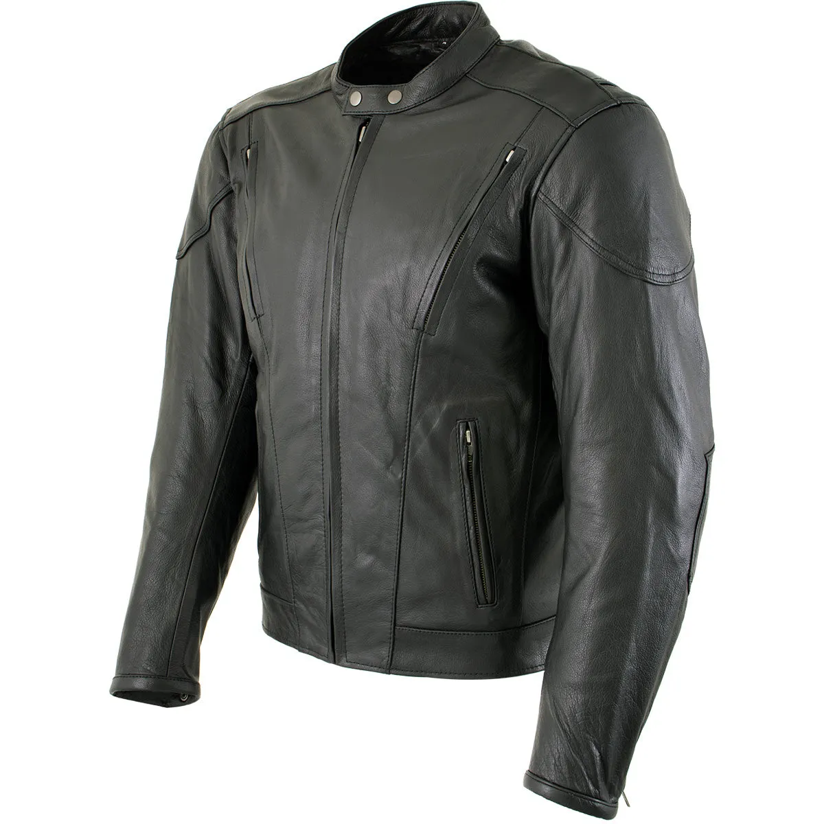 Xelement B96333 Men's 'Flying Mayhem Skull' Black Leather Moto Jacket