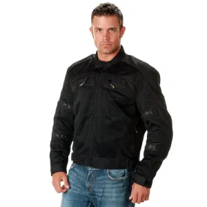 Xelement CF380 Men's 'Devious' Black Mesh Jacket with CE X-Armor Protection