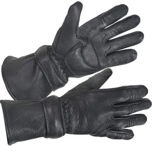 Xelement XG852 Men's Black Insulated Leather Deerskin Gauntlet Motorcycle Gloves