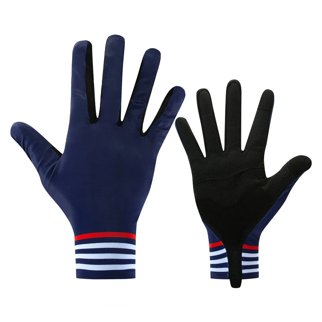 YKYW MTB Road Cycling Touch Screen Full Finger Gel Gloves Lycra Fabric Antiskid Rubber Wear-resistant Shockproof White