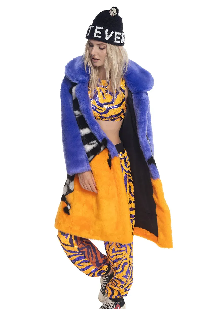 Zebras Faux Fur Coat